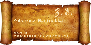 Zuberecz Marinetta névjegykártya